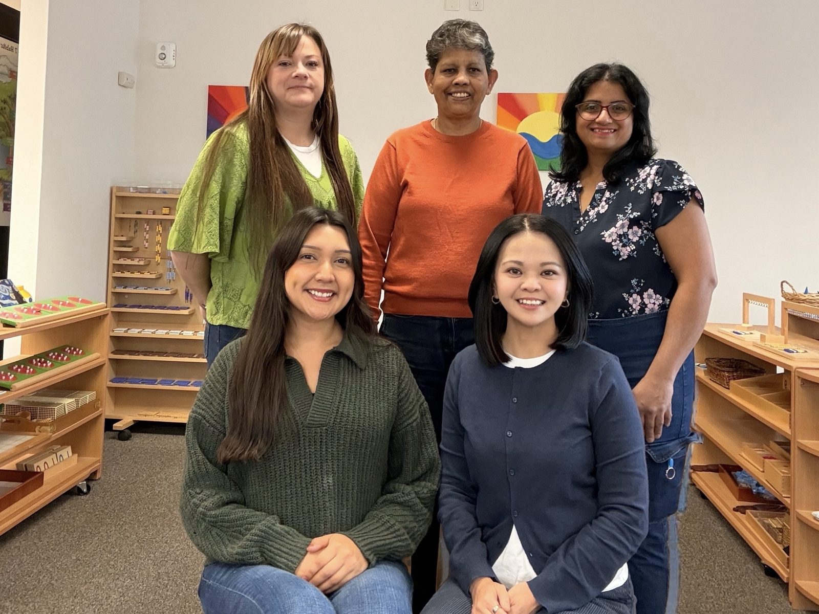 the Pristine Montessori team together in the Primary classroom
